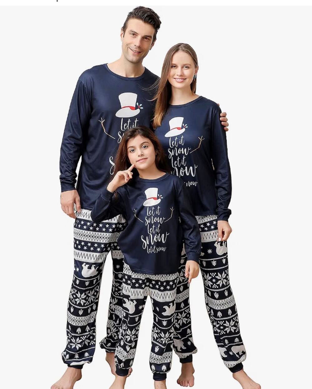 Matching Family Christmas Pajamas Let It Snow Navy 2 Piece PJ Set NWT Mens Large